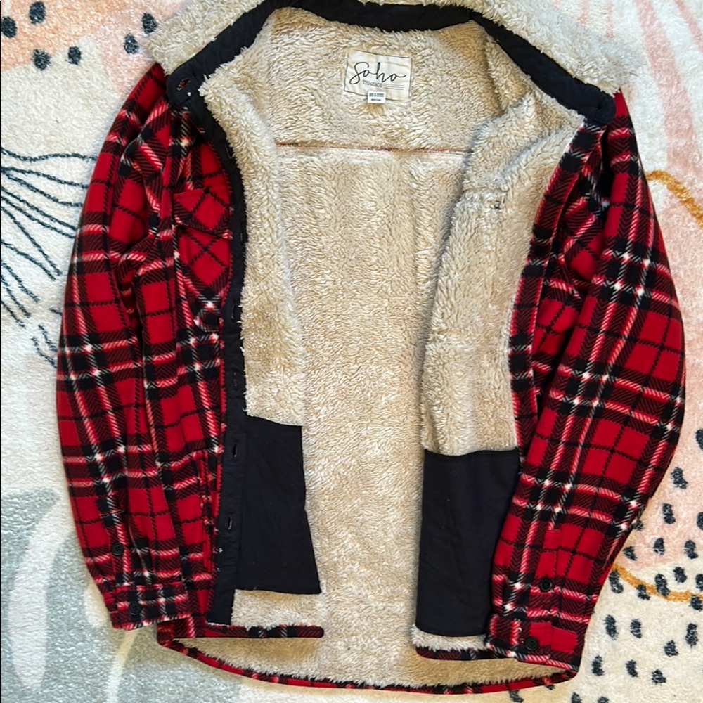 Soho Red and Black Teddy Jacket Cozy and Stylish - Picture 5 of 6